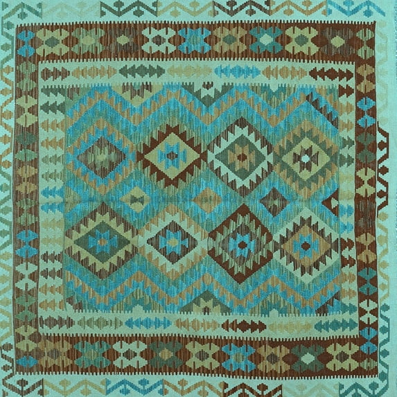 Ahgly Company Indoor Square Southwestern Light Blue Country Area Rugs, 8' Square