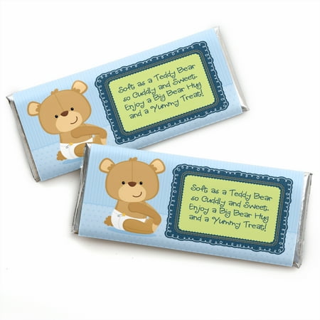 - Boy Baby Teddy Bear - Candy Bar Wrappers Baby Shower Favors - Set of 24