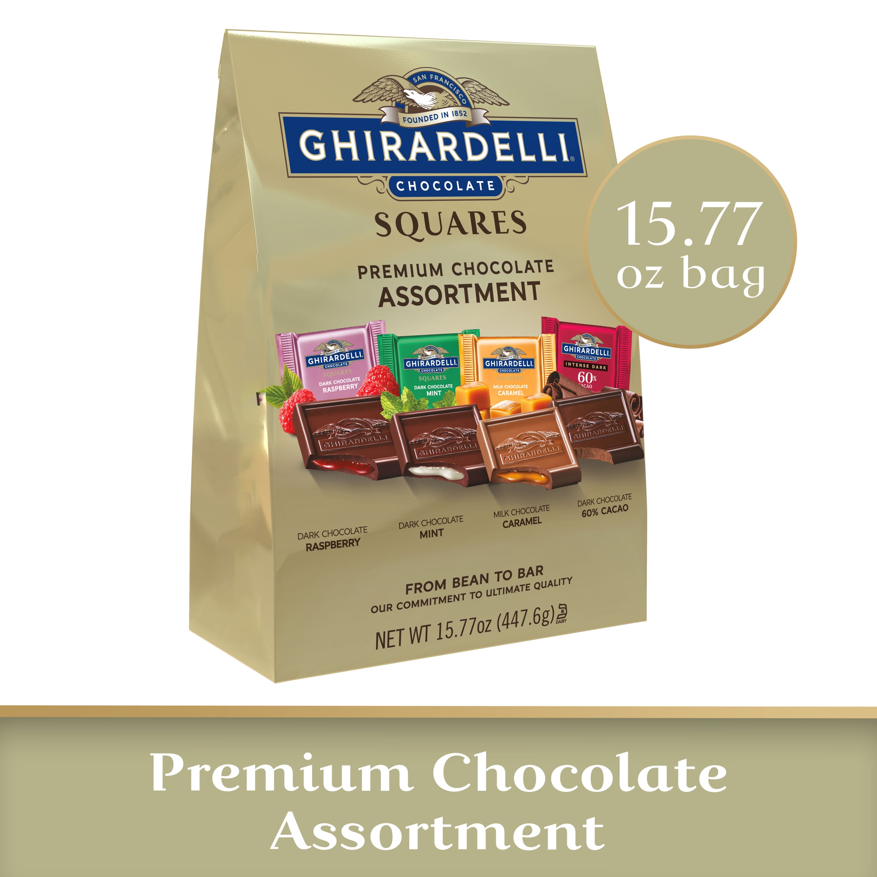 GHIRARDELLI Premium Assorted Chocolate Squares, Chocolate Assortment, 15.77 Oz Bag