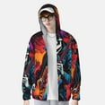 thumbnail image 2 of Balery Rock Skull Singer Sudadera ligera de manga larga con capucha y protección solar UPF 50+ para hombre y mujer, ideal para pesca y running-Small, 2 of 7
