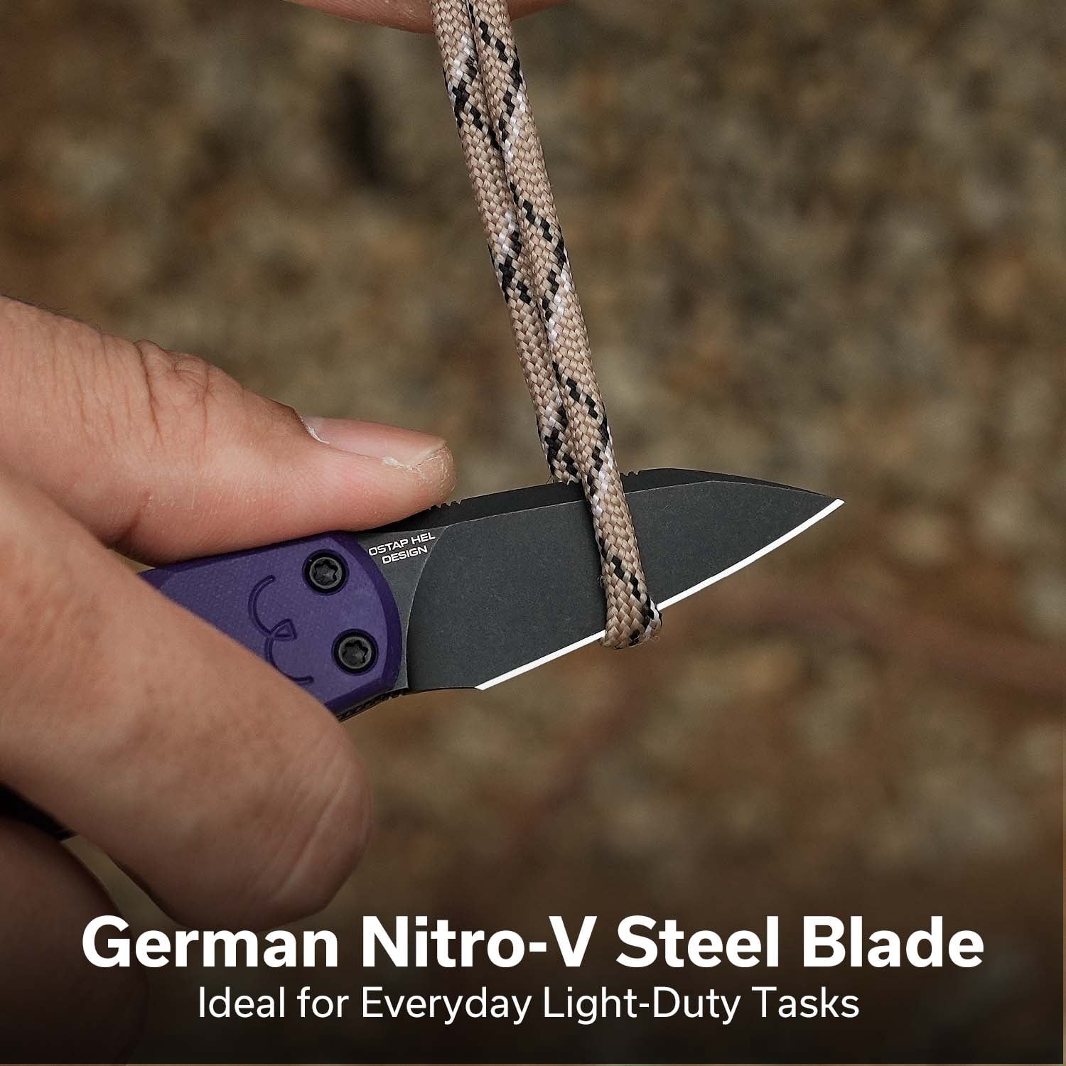 CIVIVI Purr Pocket Knife Folding Knife Slip Joint Knife with 1.83" Black Stonewashed Nitro-V Blade Purple & Black G10 Handle C25054-3, With 1PC Black Lanyard