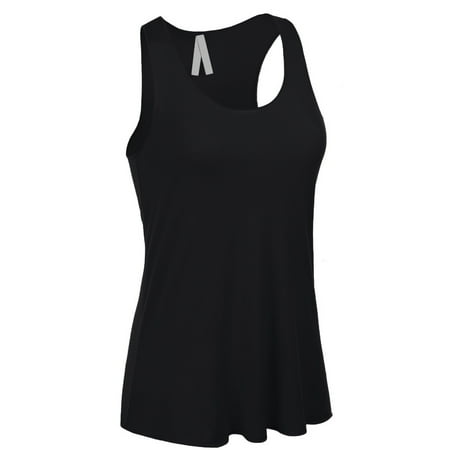 Blue Top Bottom - Emmalise Women's Flowey Lightweight Yoga Workout Tank Top Tshirt - Junior Sizes
