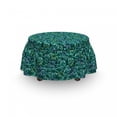 thumbnail image 3 of Floral Ottoman Cover, Exotic Blooms Foliage, 2 Piece Slipcover Set with Ruffle Skirt for Square Round Cube Footstool Decorative Home Accent, Standard Size, Jade Green Petrol Blue, by Ambesonne, 3 of 5