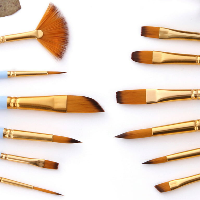 NUZYZ 12Pcs Watercolor Gouache Painting Brushes Wooden Nylon Hair Pens Art  Supplies