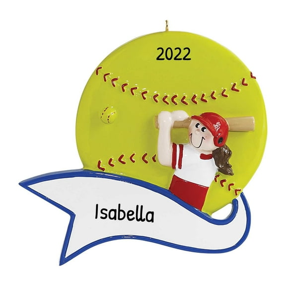 Personalized Softball Ornament 2024 - Big Ball Hit by Softball Player- Ornament by Elves