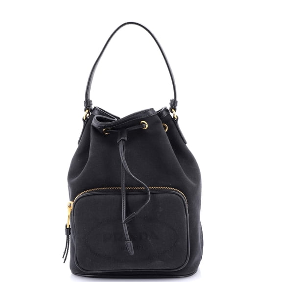 Pre-Owned Logo Drawstring Bucket Bag Canvas By Rebag