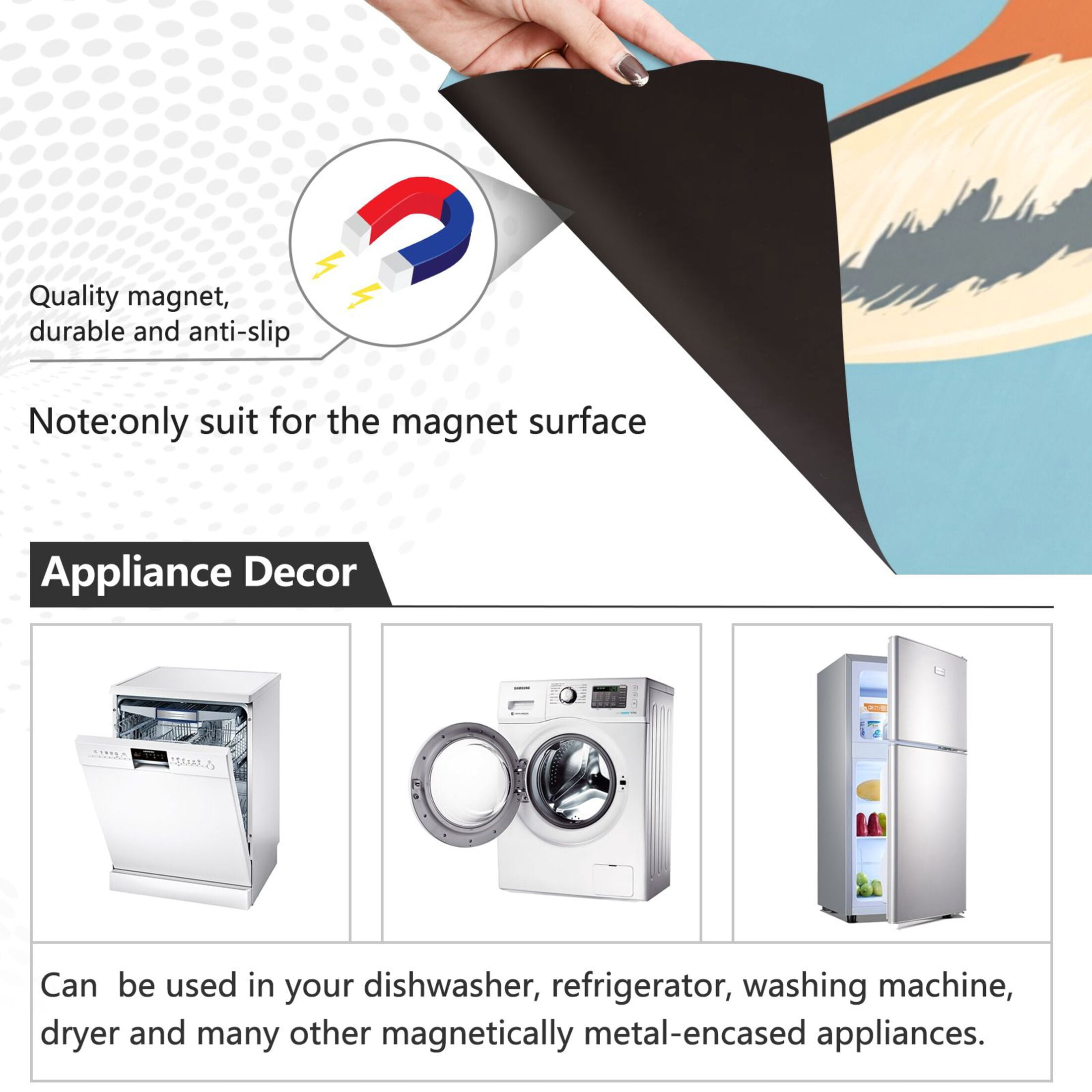 Dishwasher Magnetic Sticker 23x26 Inch Refrigerator Magnetic Sticker Washing Machine Magnetic Sticker Kitchen Panel Magnetic Sticker Home Decor Cute Fox with Glasses