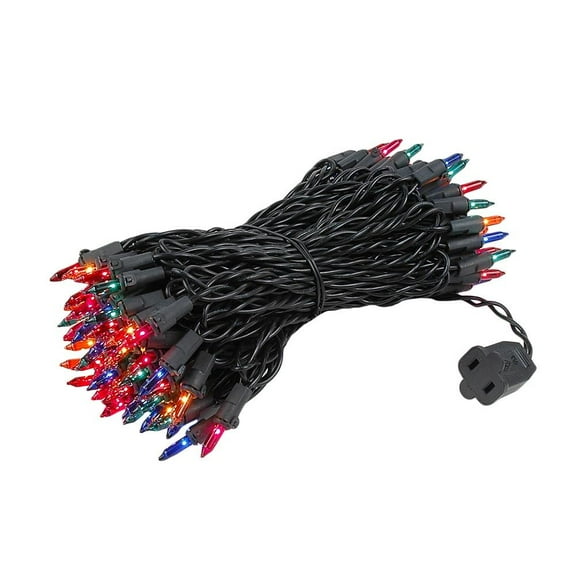 Novelty Lights Multicolored 100 Light Incandescent Mini Christmas String Lights Black Wire 50 Feet