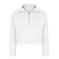 thumbnail image 5 of VSSSJ Half Zip Sweatshirts for Men Relaxed Fit Stand Collar Raglan Long Sleeve Pullover Fleece Lined Casual Solid Simple Fashion Sweatshirt Tops White L, 5 of 7
