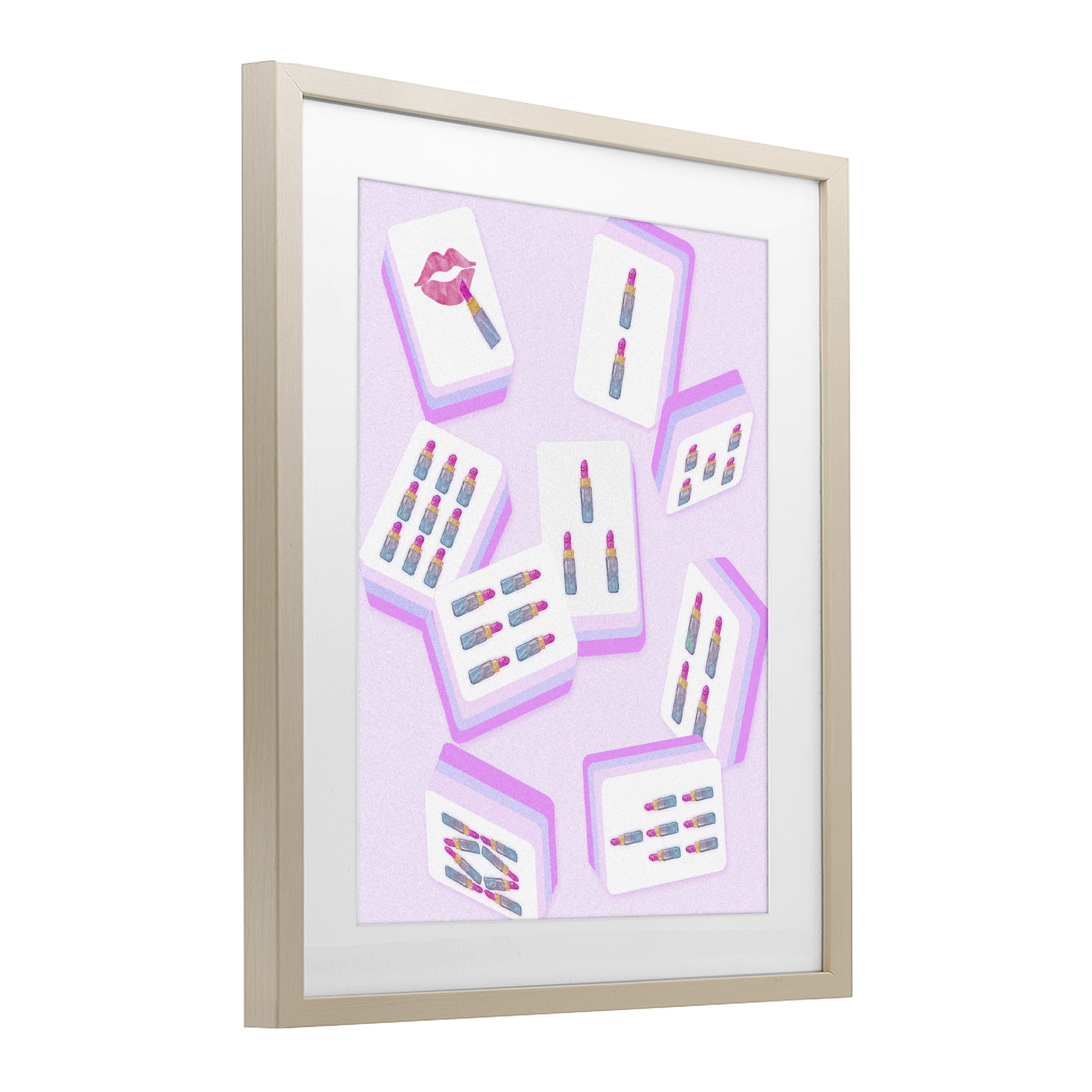 Stupell Industries Glam Lipstick Mahjong Tiles Birch Framed Print Under Glass, design by Ziwei Li