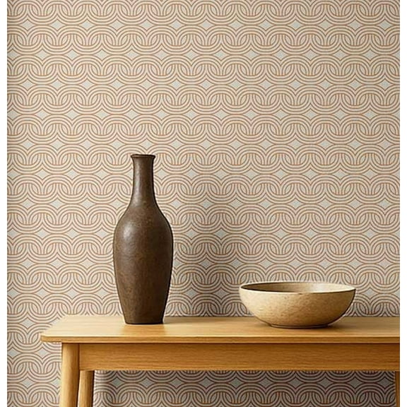 S4Sassy Modern Geometric Wave Wallpaper - Beige Wall Covering, 25" x 120" Self-Adhesive Vinyl Walls Paper, Decorative Walls Wrap, Easy DIY Wall Covering For Bedroom, Cabinets, Living Spaces