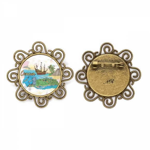 cancun mexico island mayan temple flower brooch pins jewelry for girls