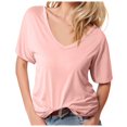 thumbnail image 1 of Women's Fashion Deep V Neck Short Sleeve Tops - Solid Color, Polyester Blend, Slim Fit, Perfect for Daily and Party Wear, 1 of 6