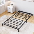 thumbnail image 1 of 8-pulgada tamaño individual metal platform marco de cama con almacenamiento steel slat support no necesita colchón base easy to assemble negra, 1 of 7