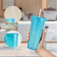 thumbnail image 4 of Vaso Textura cadena doble pared 700 ml con popote Tornasol Azul, 4 of 8