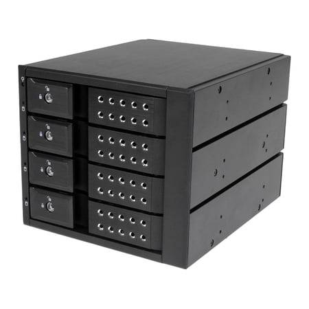 UPC: 0065030859547 | StarTech.com HSB4SATSASBA 4 Bay Aluminum Trayless Hot Swap Mobile Rack Backplane for 3.5in SAS II/SATA III – 6 Gbps HDD