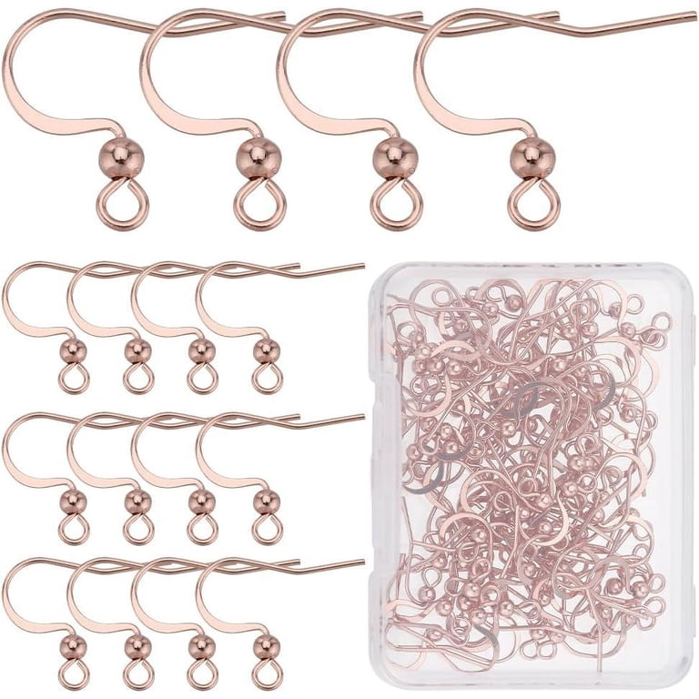 1Box 100Pcs Stainless Steel Earring Hooks Rose Gold Fish Hook Ear