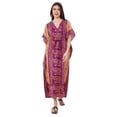 thumbnail image 2 of Divine threads Elphant Design Women Kimono Cover Up V Neck Batwing Sleeve Plus Size Beach Kaftan Dresses (Purple, Plus), 2 of 6