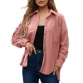 thumbnail image 2 of Corduroy-Coats for Women with Pocket Button Up Collared Long Sleeve Shackets Jackets Ladies Casual Solid Loose Comfort Outerwear Coat, 2 of 6