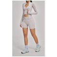 thumbnail image 2 of PISONIC Workout Sets for Women 3 Piece Long Sleeve Zip Up Jacket, V-neck Cami Tank Top, High Waisted Yoga Shorts Gym Athletic Sets, 2 of 6