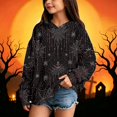 thumbnail image 4 of Grblisyd Girls Halloween Hoodies Kids Cute Skeleton Floral Print Hooded Sweatshirts Pullover Long Sleeve Drop Shoulder Tops with Kangaroo Pocket, 4 of 5