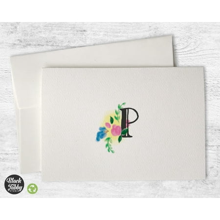 - Floral Monogram (Letter P) - Stationery Cards