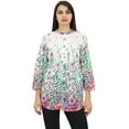 thumbnail image 2 of Phagun Womens Floral Printed White Full Sleeve Casual Tunic Top Blouse Shirt - 4, 2 of 8