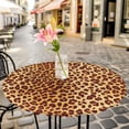thumbnail image 6 of Leopard Texture Print Round Tablecloth for 45-54 Inch Tables,Fitted Table Cover with Elastic Edge,Orange Yellow Retro Farmhouse Waterproof Outdoor Table Cloth Protector for Patio Garden Dinner Picnic, 6 of 9