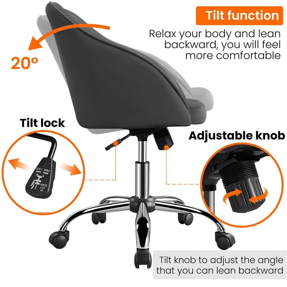 Alden Design Modern Velvet Adjustable Swivel Office Chair, Gray
