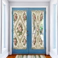 thumbnail image 2 of Boho Pink Floral Door Curtains for Door Window, French Sidelight Front Back Door Curtains With Tieback, Spring Vintage Flower Green Leaf Kitchen Rod Pocket Drapes Panel, 25"x72", 2 of 5