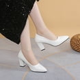 thumbnail image 5 of Purcolt Women's PU Leather Pumps Dressy Pointed Toe Slip on Block Heeled Shoes Formal Business Dress Shoes for Work Office Wedding, 5 of 9