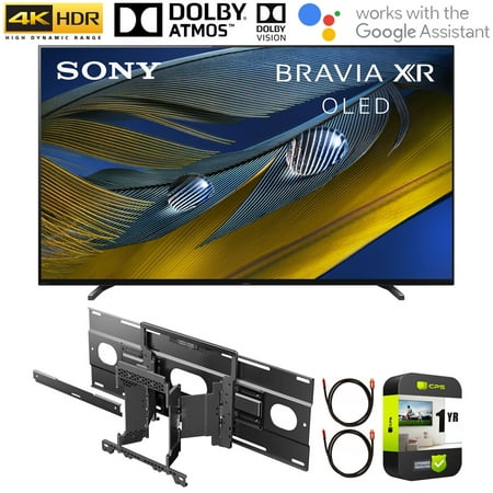 Sony XR55A80J 55 Inch A80J 4K OLED Smart TV (2021 Model) Bundle with Sony SU-WL855 Ultra Slim Wall-Mount Bracket and 1 Year Extended Protection Plan