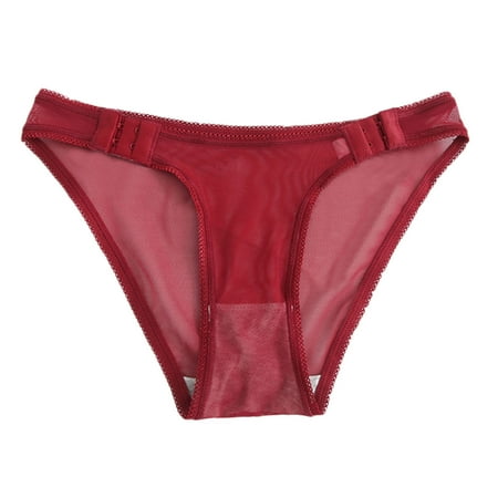 Sexy Lace Lingerie Panties Underwear Adjustable Sides Bow Knickers Low Waist G-St For Women Sexy Briefs Thongs Invisible Panties No Show Seamless Low Waist Breathable Red M