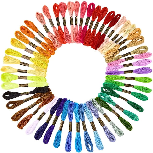 50 madejas, 437.5 yardas de hilo de bordar de colores, 50 colores, hilo de algodón para pulseras de la amistad, hilos de bordado de arcoíris de 6 cabos a granel