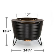 TIKI Patio Smokeless Fire Pit – 25 Stainless Steel Wood Burning Fire Pit for Yard, Patio & Camping with Weather-Resistant Cover, Ash Pan & Wood Pack
