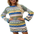 thumbnail image 2 of Robe Moulante Mini pour Femmes Boho Manches Longues Col Rond Robe Ajourée, 2 of 7