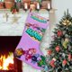 thumbnail image 1 of ¡Vamos, Plátanos! Tema: Calcetines de Navidad, fino lino blanco para colgar en escaleras y chimenea, decoración navideña para el hogar, regalo de Navidad.54cm×38cm, 1 of 5
