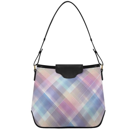 Checkered Pattern with Pastel Hues Women s Tote Bag Convertible Handbags Hobo Shoulder Bag with Zipper Magnetic Snap