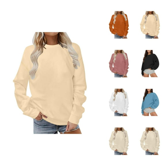 Resort Wear for Women 2025 Women's Solid Sweatshirt Women's Casual Crewneck Print Sweatshirt Fashionable Pullover Hoodie Top For Daily Wear