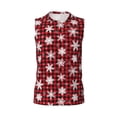 thumbnail image 6 of Lsque Snowflake red plaid Print Men's Cotton Blend Sleeveless Muscle Shirts (S-3XL)- Moisture Wicking, Odor Protection, UPF 30+,Large, 6 of 8