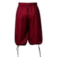 thumbnail image 5 of Men's Medieval Pirate Capri Pants Renaissance Costumes Viking Shorts Lace up Hem Halloween Costume Trousers, 5 of 6