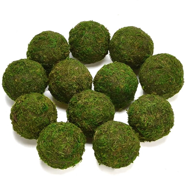 Bola de musgo decorativa BYHER Natural Green Moss (9 cm), juego de 6