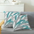 thumbnail image 5 of Throw Pillow Cases Pack of 2 Cozy Fleece Two-Tone Abstract Feather Decorative Cushion Covers for Couch Bed Sofa Farmhouse Decoration 20 X 20 Inches Teal Grey, 5 of 6