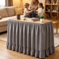 thumbnail image 7 of Gingham Table Skirt, 6ft Desk Skirts for Teacher Desk, Ruffled Hook and Loop Teacher for Teacher Desks, Parties and Display Tables, Black, 7 of 7