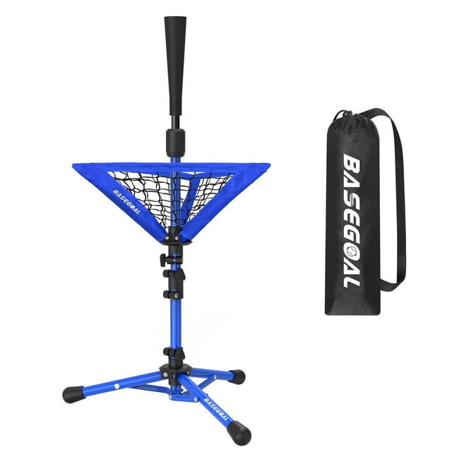 BaseGoal Camiseta de Béisbol para Niños, Tee de Bateo, Tee de Softball, Tee de Bateo Juvenil, Tee de Teeball, Tee de Viaje, con Caddy de Pelotas Removible, Altura Ajustable Fácil y Bolsa de Transporte