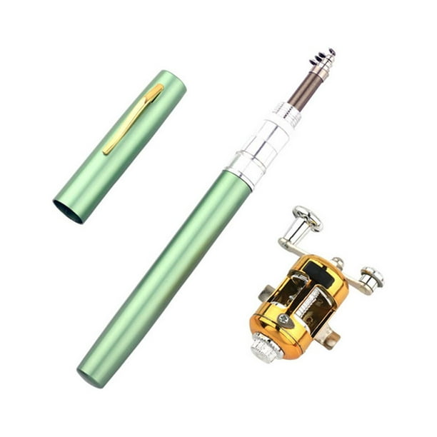 Pen Shaped Fishing Rod Mini Portable Aluminum Alloy Telescopic Pen Fishing  Pole Pen Fishing Pole Pocket Fisherman Craft Gift, Green