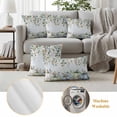 thumbnail image 6 of Green Blue Pumpkin Fall Outdoor Waterproof Pillow Covers, Thanksgiving Eucalyptus Leaves Floral Decorative Square Throw Pillowcase Sofa Cushion Sham for Patio/Couch/Chair, 26"x26" 2 Pack, 6 of 8