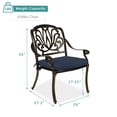 thumbnail image 7 of MEETWARM 2 Piece Patio Dining Chairs with Cushions, Outdoor All-Weather Cast Aluminum Chairs, Patio Bistro Dining Chair Set of 2 for Garden Deck Backyard, Navy Blue, 7 of 7