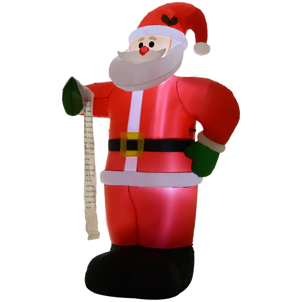 Inflatable Christmas Outdoor Lighted Yard Decoration, Santa Claus with List, 8' Tall