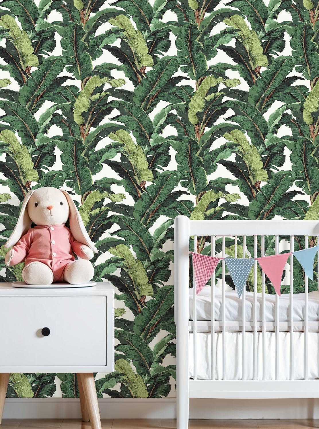 Vintage Peel and Stick Wallpaper Tropical Banana Leaves Bold Green Shades Wall Mural 23.6in x 9.8ft Self Adhesive Removable Wall Paper Renter Friendly Wallpaper for Nursery Bedroom Cabinets